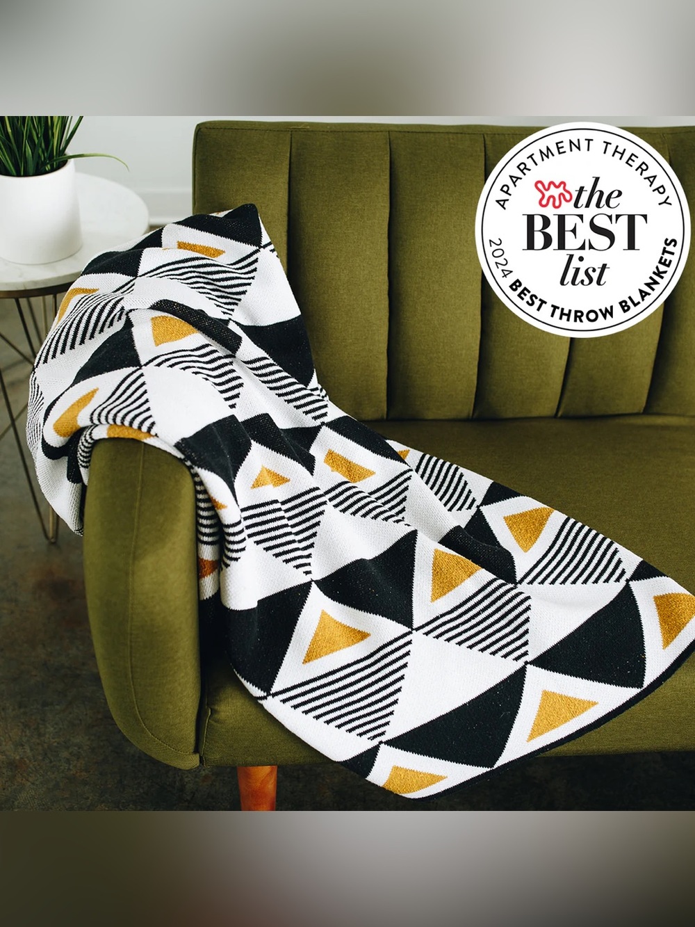 Gorgeous Knit Throw Blanket Seek and Swoon Envie MCM Vintage Chevron & Geometric - Picture 10 of 11